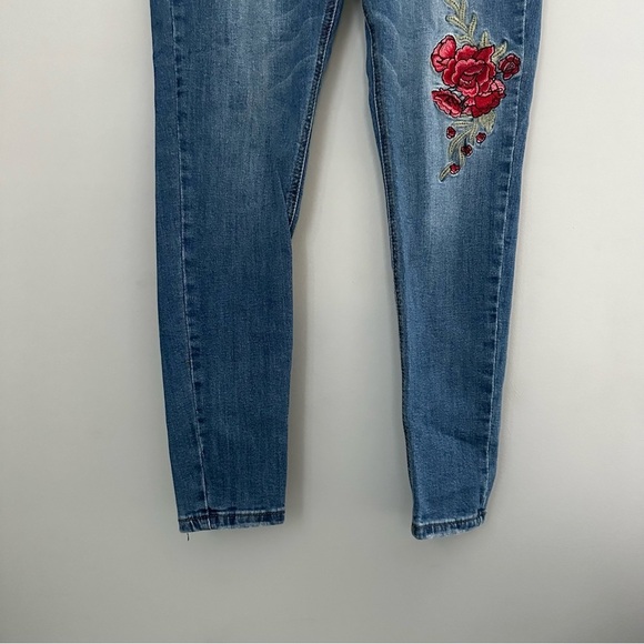 Floral Embroidered Skinny Jeans Y2K - Picture 2 of 7